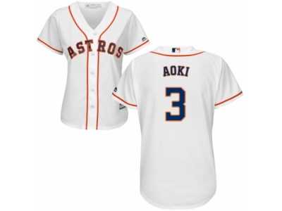 Women's Majestic Houston Astros #3 Norichika Aoki Authentic White Home Cool Base MLB Jersey
