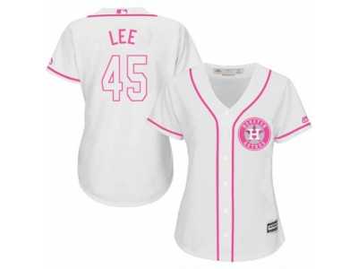 Women's Majestic Houston Astros #45 Carlos Lee Authentic White Fashion Cool Base MLB Jersey