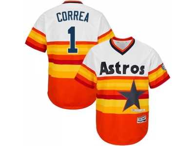 Youth Houston Astros #1 Carlos Correa White Orange Cooperstown Stitched MLB Jersey