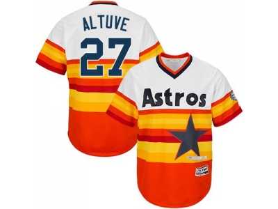 Youth Houston Astros #27 Jose Altuve White Orange Cooperstown Stitched MLB Jersey