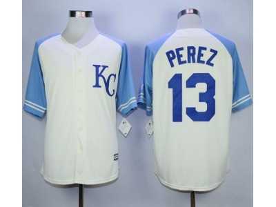 Kansas City Royals #13 Salvador Perez Cream Exclusive Vintage Stitched MLB Jersey