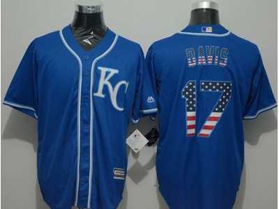 Kansas City Royals #17 Wade Davis Blue USA Flag Fashion Stitched MLB Jersey