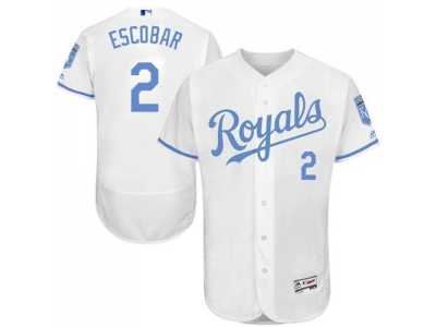 Kansas City Royals #2 Alcides Escobar White Flexbase Authentic Collection 2016 Father's Day Stitched Baseball Jersey