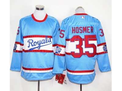 Kansas City Royals #35 Eric Hosmer Light Blue Long Sleeve Stitched MLB Jersey