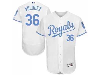 Kansas City Royals #36 Edinson Volquez White Flexbase Authentic Collection 2016 Father's Day Stitched Baseball Jersey