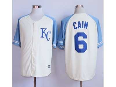 Kansas City Royals #6 Lorenzo Cain Cream Exclusive Vintage Stitched MLB Jersey