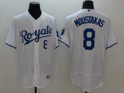 Kansas City Royals #8 Mike Moustakas White Flexbase Authentic Collection Stitched Baseball Jersey