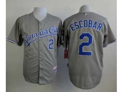 MLB Kansas City Royals #2 Alcides Escobar Grey Cool Base jerseys