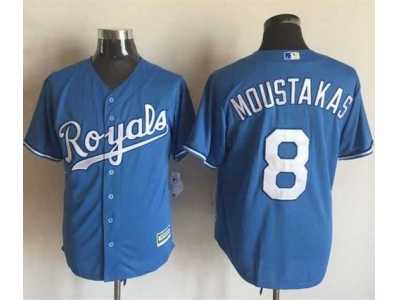 MLB Kansas City Royals #8 Mike Moustakas Light Blue Stitched jerseys