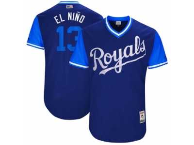 Men's 2017 Little League World Series Royals Salvador Perez #13 El Nino Royal Jersey