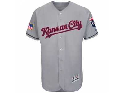 Men's Kansas City Royals Blank Grey Stitched 2016 Fashion Stars & Stripes Flex Base Baseball Jersey