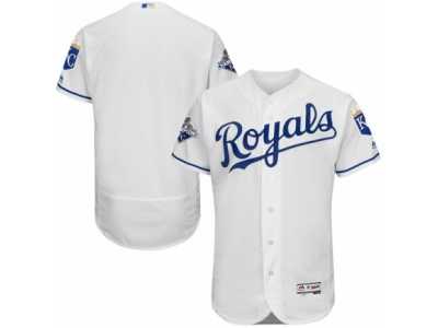 Men's Kansas City Royals Majestic Home Blank White 2015 World Series Champions Commemorative Flex Base Team Jersey