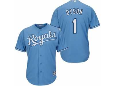 Men's Majestic Kansas City Royals #1 Jarrod Dyson Replica Light Blue Alternate 1 Cool Base MLB Jersey