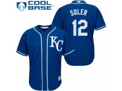 Men's Majestic Kansas City Royals #12 Jorge Soler Replica Blue Alternate 2 Cool Base MLB Jersey
