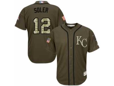 Men's Majestic Kansas City Royals #12 Jorge Soler Replica Green Salute to Service MLB Jersey