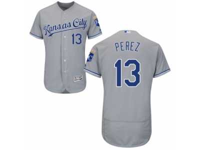 Men's Majestic Kansas City Royals #13 Salvador Perez Grey Flexbase Authentic Collection MLB Jersey