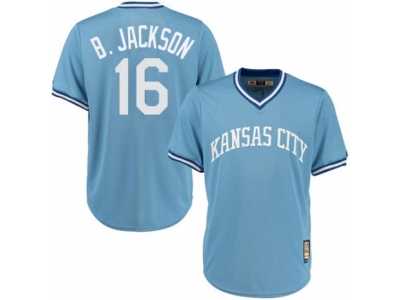 Men's Majestic Kansas City Royals #16 Bo Jackson Authentic Light Blue Cooperstown MLB Jersey