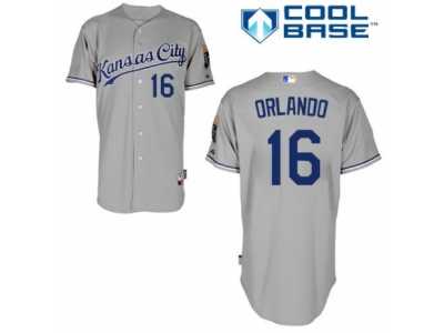 Men's Majestic Kansas City Royals #16 Paulo Orlando Replica Grey Road Cool Base MLB Jersey