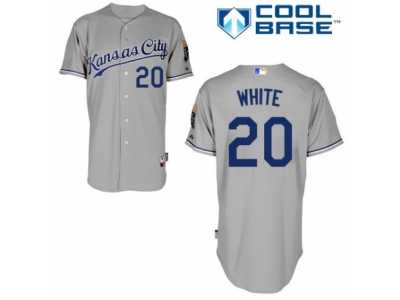 Men's Majestic Kansas City Royals #20 Frank White Replica Grey Road Cool Base MLB Jersey