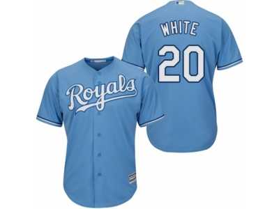 Men's Majestic Kansas City Royals #20 Frank White Replica Light Blue Alternate 1 Cool Base MLB Jersey