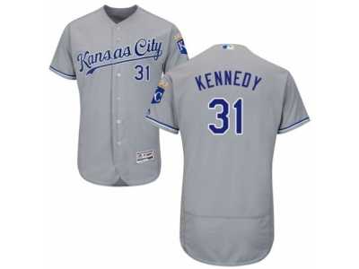 Men's Majestic Kansas City Royals #31 Ian Kennedy Grey Flexbase Authentic Collection MLB Jersey