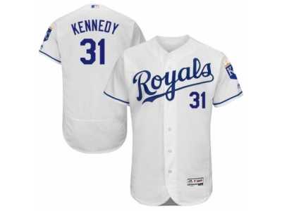 Men's Majestic Kansas City Royals #31 Ian Kennedy White Flexbase Authentic Collection MLB Jersey