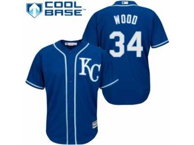 Men's Majestic Kansas City Royals #34 Travis Wood Replica Blue Alternate 2 Cool Base MLB Jersey