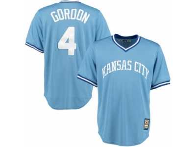 Men's Majestic Kansas City Royals #4 Alex Gordon Replica Light Blue Cooperstown MLB Jersey