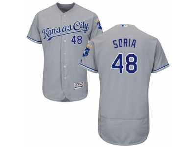 Men's Majestic Kansas City Royals #48 Joakim Soria Grey Flexbase Authentic Collection MLB Jersey