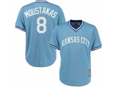 Men's Majestic Kansas City Royals #8 Mike Moustakas Replica Light Blue Cooperstown MLB Jersey