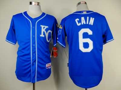 mlb jerseys kansas city royals #6 cain blue[2014 new]