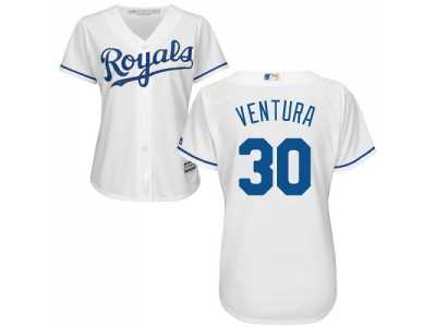 Women's Kansas City Royals #30 Yordano Ventura White Home Stitched MLB Jersey