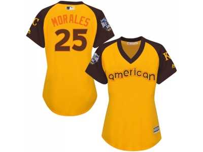 Women's Majestic Kansas City Royals #25 Kendrys Morales Authentic Yellow 2016 All-Star American League BP Cool Base MLB Jersey