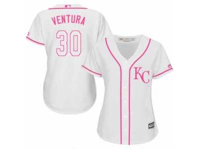 Women's Majestic Kansas City Royals #30 Yordano Ventura Authentic White Fashion Cool Base MLB Jersey