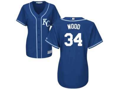 Women's Majestic Kansas City Royals #34 Travis Wood Authentic Blue Alternate 2 Cool Base MLB Jersey