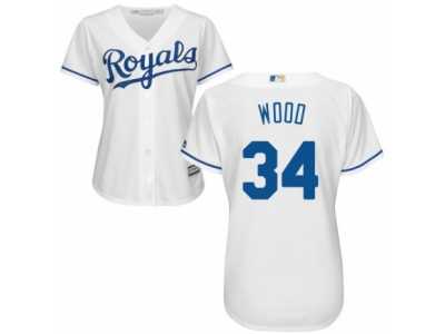 Women's Majestic Kansas City Royals #34 Travis Wood Replica White Home Cool Base MLB Jersey