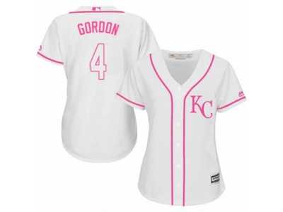 Women's Majestic Kansas City Royals #4 Alex Gordon Authentic White Fashion Cool Base MLB Jersey