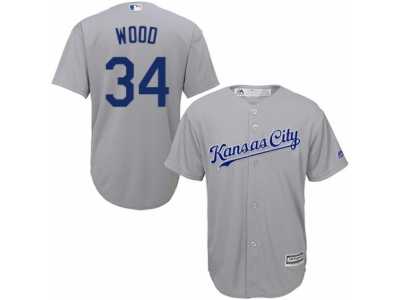 Youth Majestic Kansas City Royals #34 Travis Wood Authentic Grey Road Cool Base MLB Jersey