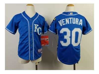 Youth mlb jerseys kansas city royals #30 ventura blue[2014 new]