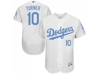 Los Angeles Dodgers #10 Justin Turner White Flexbase Authentic Collection 2016 Father's Day Stitched Baseball Jersey