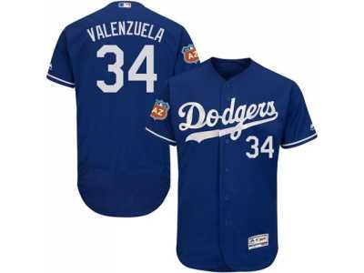 Los Angeles Dodgers #34 Fernando Valenzuela Blue Flexbase Authentic Collection Stitched Baseball Jersey
