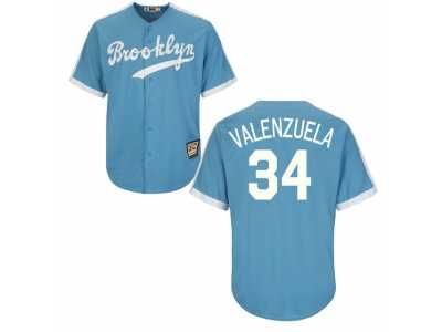 Los Angeles Dodgers #34 Fernando Valenzuela Light Blue Cooperstown Throwback Stitched Baseball Jersey