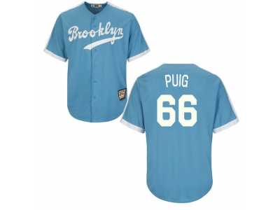 Los Angeles Dodgers #66 Yasiel Puig Light Blue Cooperstown Throwback Stitched Baseball Jersey