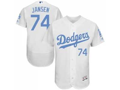 Los Angeles Dodgers #74 Kenley Jansen White Flexbase Authentic Collection 2016 Father's Day Stitched Baseball Jersey