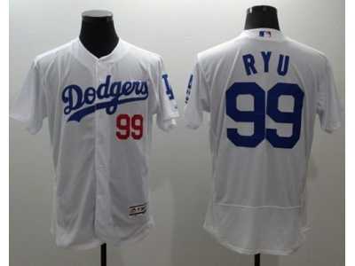 Los Angeles Dodgers #99 Hyun-Jin Ryu White Flexbase Authentic Collection Stitched MLB Jersey