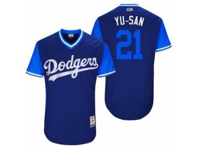 Men 2017 Little League World Series Players Weekend Los Angeles Dodgers Yu Darvish #21 Yu-San Royal Nickname Jersey