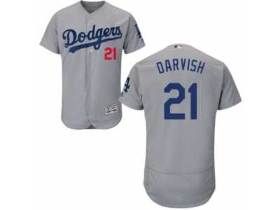 Men Los Angeles Dodgers Yu Darvish #21 Gray Alternate Road Flex Base Jersey