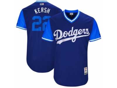 Men's 2017 Little League World Series Dodgers Clayton Kershaw #22 Kersh Navy Jersey