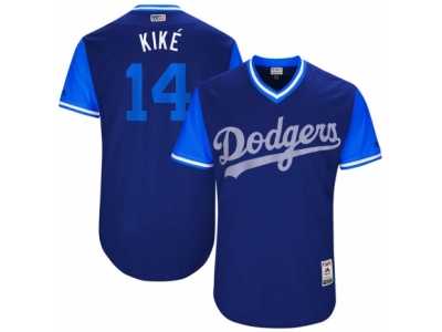 Men's 2017 Little League World Series Dodgers Enrique Hernandez #14 Kik?? Royal Jersey