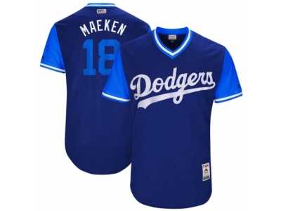 Men's 2017 Little League World Series Dodgers Kenta Maeda #18 Maeken Royal Jersey